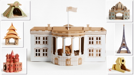 Company creates cardboard houses for cats inspired architecture icons