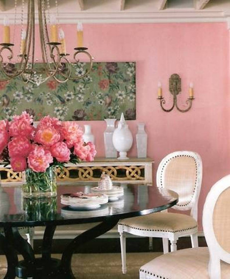 Perfect Paint Color Ideas perfect paint color ideas Perfect Paint Color Ideas dining rooms decoration ideas with chandelier and console table with vases and wall art and flower centerpiece