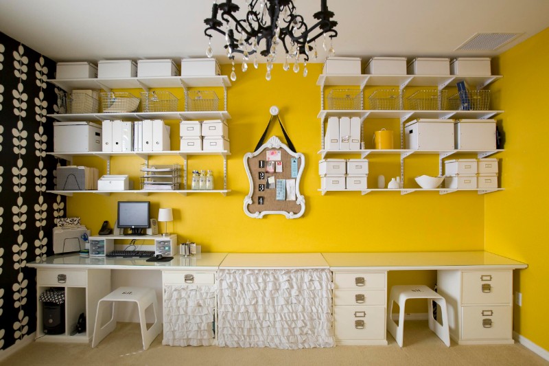 accent-wall-and-crystal-chandelier-in-craft-room-plus-organization-and-stools-also-storage-boxes-for-studio-with-wall-shelves-and-work-station-plus-yellow-walls-also-small-table-lamp accent-wall-and-crystal-chandelier-in-craft-room-plus-organization-and-stools-also-storage-boxes-for-studio-with-wall-shelves-and-work-station-plus-yellow-walls-also-small-table-lamp Want to Keep Your House Clean? Here Are 8 Free Tips! keep your house clean Want to Keep Your House Clean? Here Are 8 Free Tips! accent wall and crystal chandelier in craft room plus organization and stools also storage boxes for studio with wall shelves and work station plus yellow walls also small table lamp