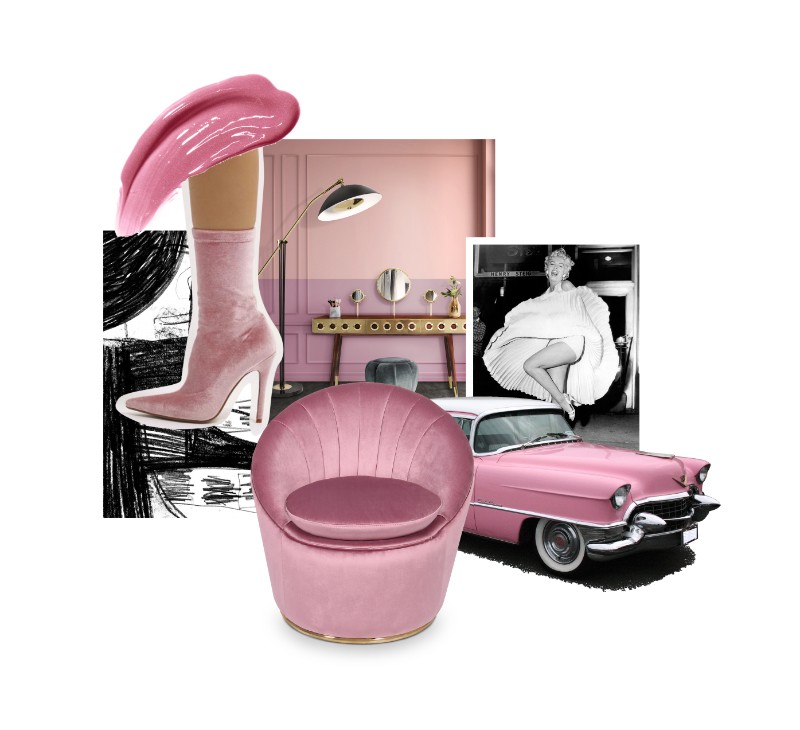 Monroe Slipper Chair: The Story Behind the Icon slipper chair Monroe Slipper Chair: The Story Behind the Icon moodboard pink