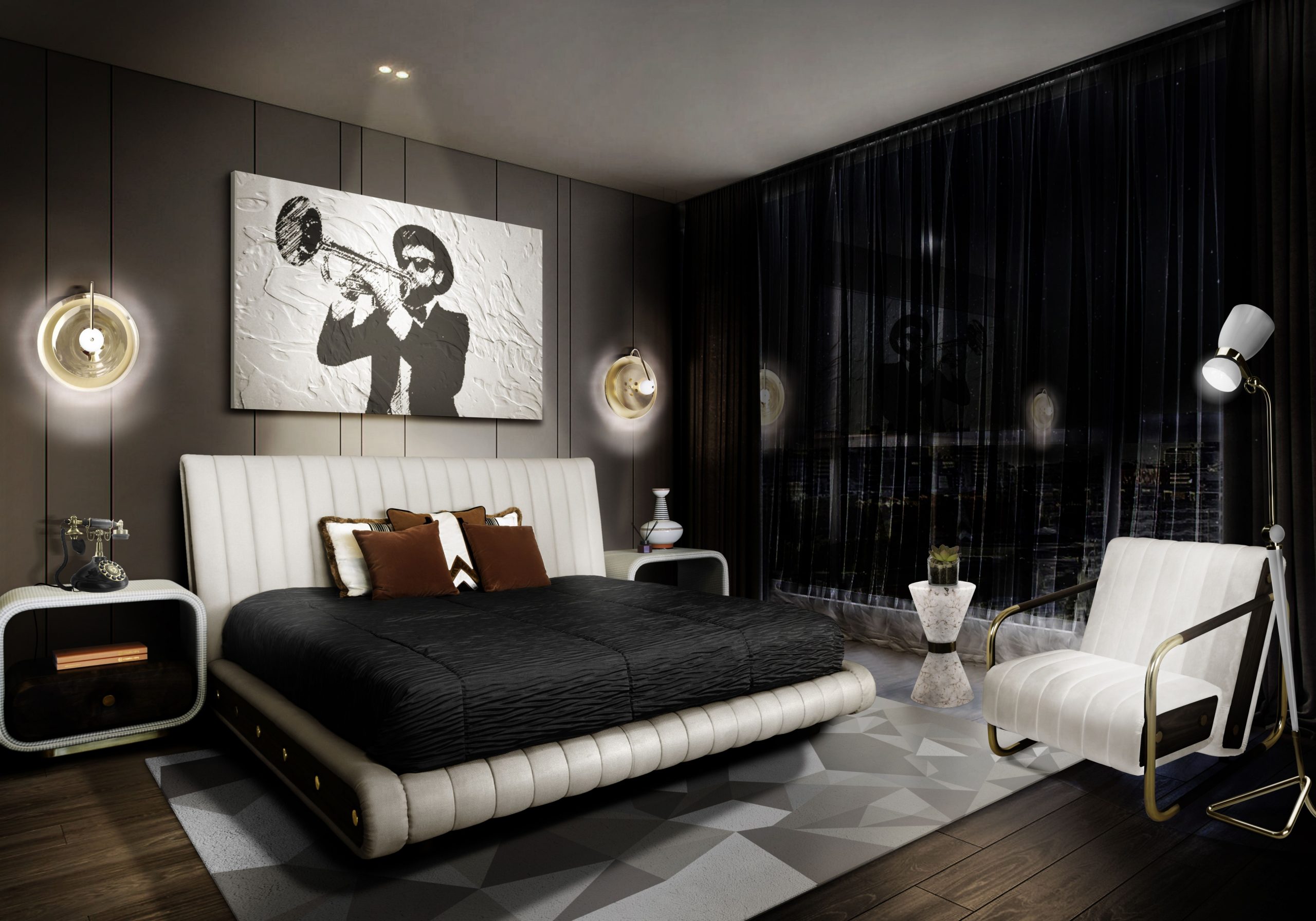 Modern black deals room