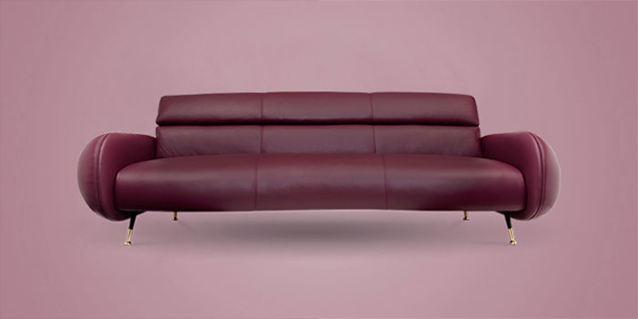 red leather sofa, burgundy leather sofa, leather sofa, burgundy sofa, red sofa, living room furniture, living room sofa, mid-century sofa, luxury sofa, vintage sofa
